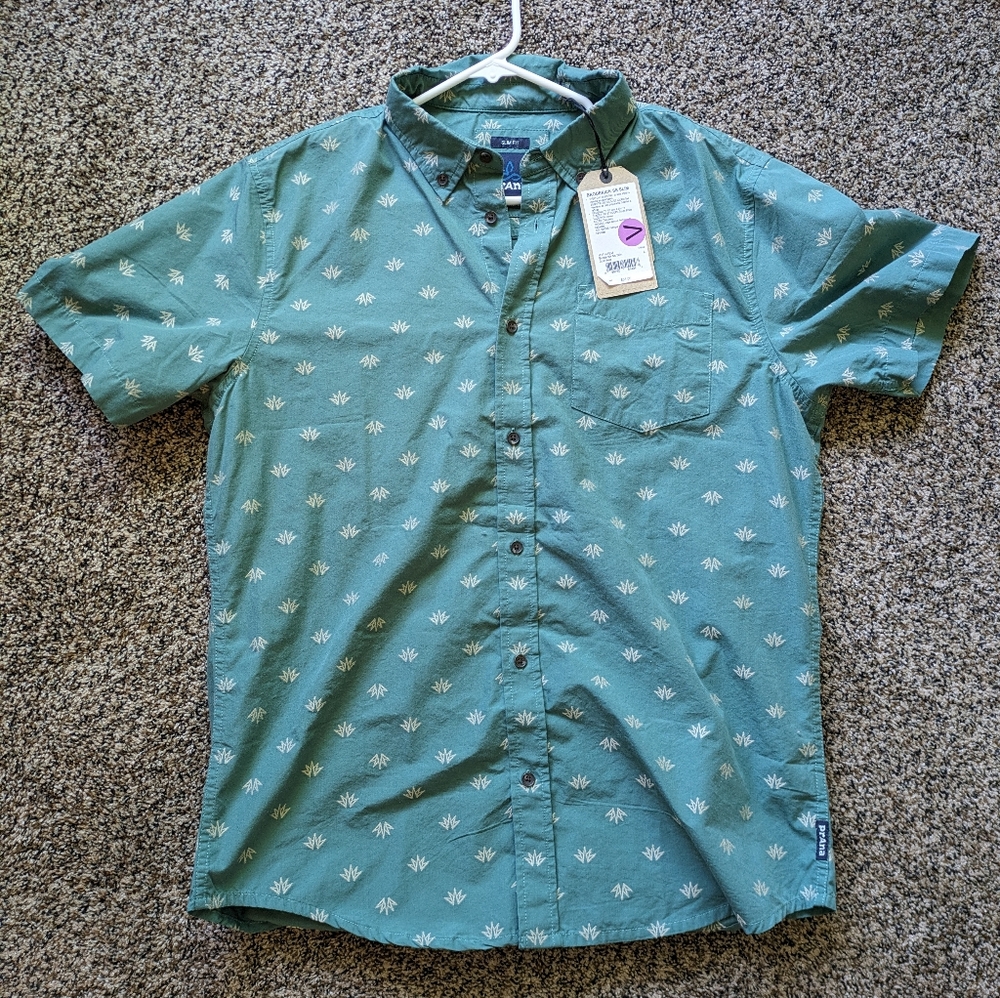 New Prana Broderick Button Down Cotton Polyester
